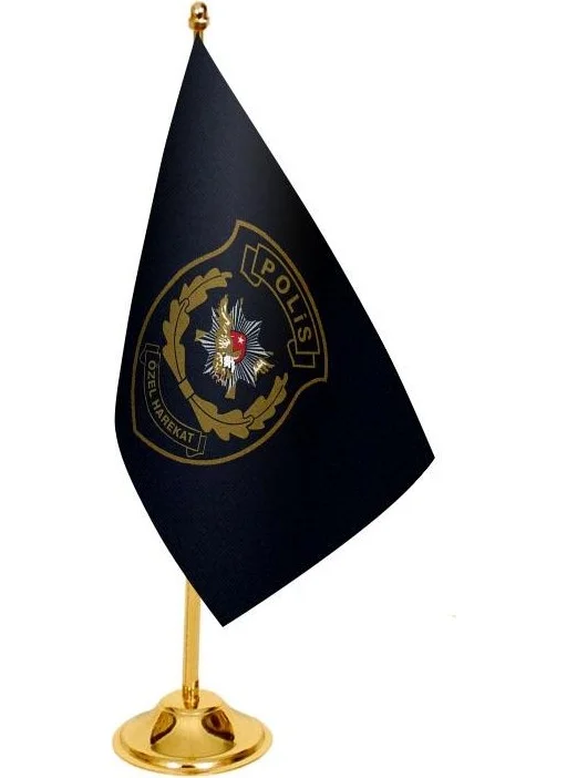 ساترنديزاين Desktop Police Special Operations Flag + Brass Pole Desk Flag Set