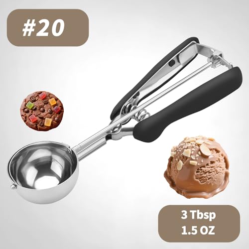 JETONN Large Cookie Scoop 3 Tablespoon, Size #20 Dough Scoops for Baking, Trigger Ice Cream Scooper, Stainless Steel Portion Scoop for Jumbo Cookies, Pancakes, Cupcakes, Meatballs - Image 2