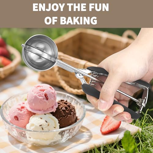 JETONN Large Cookie Scoop 3 Tablespoon, Size #20 Dough Scoops for Baking, Trigger Ice Cream Scooper, Stainless Steel Portion Scoop for Jumbo Cookies, Pancakes, Cupcakes, Meatballs - Image 5