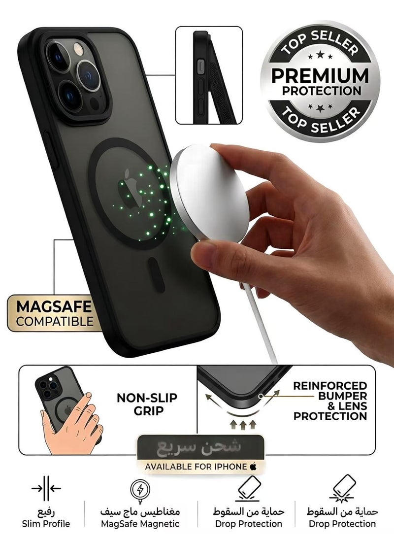 Black Magnetic Phone Case for iPhone 16 Pro Max Shockproof Slim Luxury Minimalist - Image 3