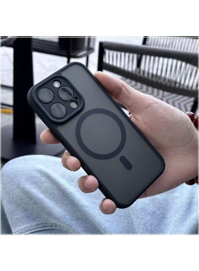 Black Magnetic Phone Case for iPhone 16 Pro Max Shockproof Slim Luxury Minimalist - Image 1