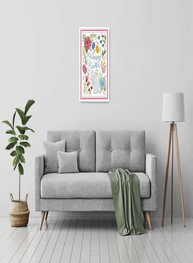 Amiiba Stamped Cross Stitch Kits, Happy Easter Animal Rabbit Flower DIY 11CT 10.6x15.3 inch (Easter) - Image 2