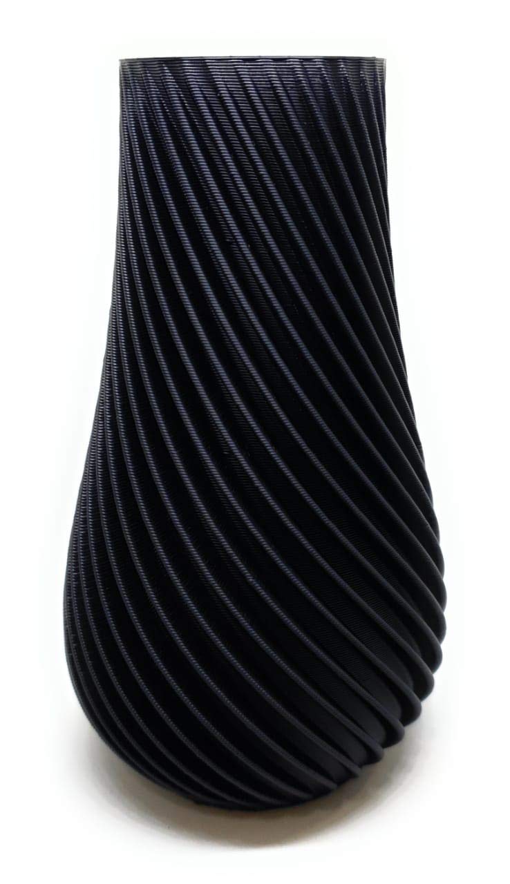 CERO ® 3D Printed Flower Vase (Black PLA Plastic) - Image 1