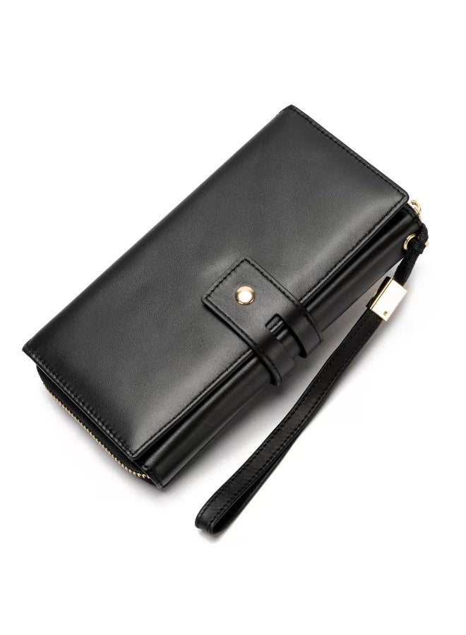 يوزاوا محفظة طويلة للرجال، محفظة من جلد البقر الطبيعي، حقيبة كلاتش للرجال، حامل بطاقات من الجلد الأصلي للرجال، محفظة جلدية أصلية للرجال عتيقة - Image 1