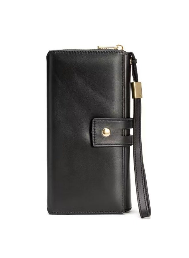 يوزاوا محفظة طويلة للرجال، محفظة من جلد البقر الطبيعي، حقيبة كلاتش للرجال، حامل بطاقات من الجلد الأصلي للرجال، محفظة جلدية أصلية للرجال عتيقة - Image 2