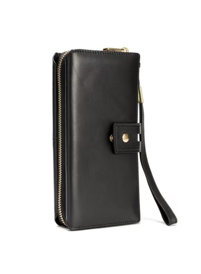 يوزاوا محفظة طويلة للرجال، محفظة من جلد البقر الطبيعي، حقيبة كلاتش للرجال، حامل بطاقات من الجلد الأصلي للرجال، محفظة جلدية أصلية للرجال عتيقة - Image 3