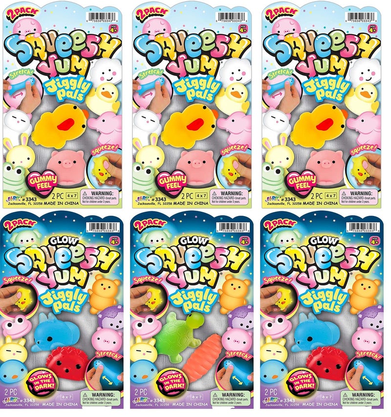 Ja-Ru JA-RU Mochi Squishy Animals Jiggly Toys (6 Pack  12 pcs) Mini Desk Pet Kawaii Squishies. Cute Stuff for Teen Girls. Stress Relief Toy. Kids Party Favors & Classroom Prizes. 3343-6slp - Image 2