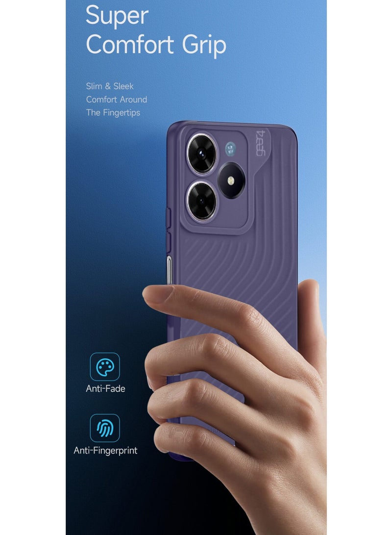 جيرفور غطاء حماية من السيليكون السائل الناعم مع نسيج متموج لهاتف Realme C61 / Realme C63 4G 2024 Gear4 أرجواني باذنجاني - Image 2