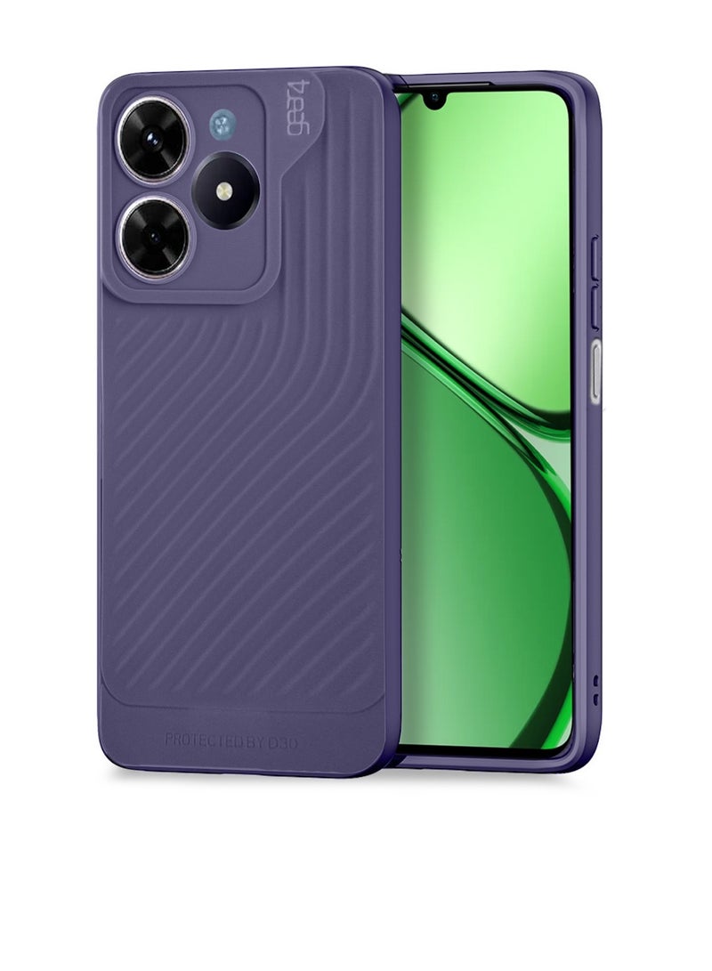 جيرفور غطاء حماية من السيليكون السائل الناعم مع نسيج متموج لهاتف Realme C61 / Realme C63 4G 2024 Gear4 أرجواني باذنجاني - Image 1