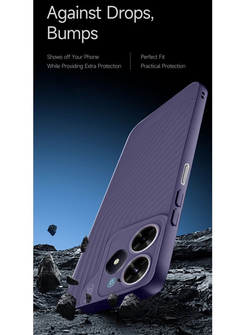 جيرفور غطاء حماية من السيليكون السائل الناعم مع نسيج متموج لهاتف Realme C61 / Realme C63 4G 2024 Gear4 أرجواني باذنجاني - Image 4