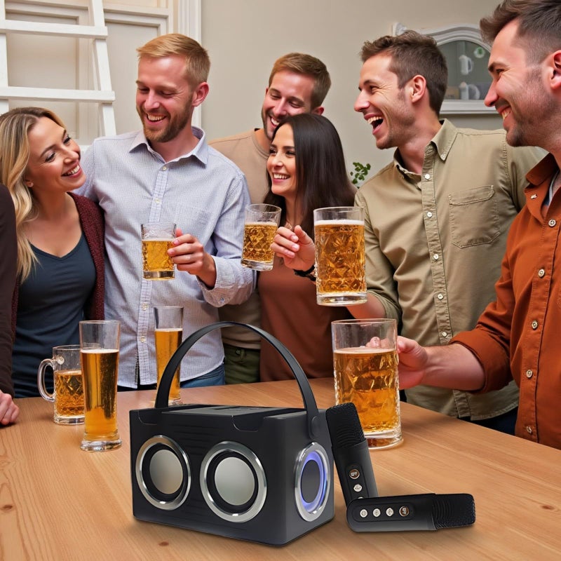 Wireless Portable Karaoke Machine With Dual Microphones Black For Party Fun - Image 4