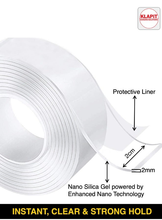 KLAPiT SUPER TAPE Double Sided Heavy Duty Mounting Tape Holds 90 Pounds Or 41Kg Using Enhanced Nano Technology. Waterproof Clear Tape For Wall, Wood, Tile, Stone, Glass, Metal, Acrylic 4pc - Image 2