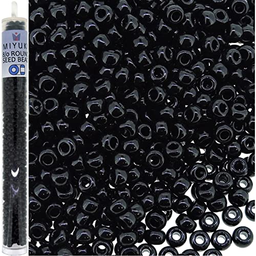 Miyuki Round Seed Bead Size 8/0 22g-Tube Opaque Black - Image 1