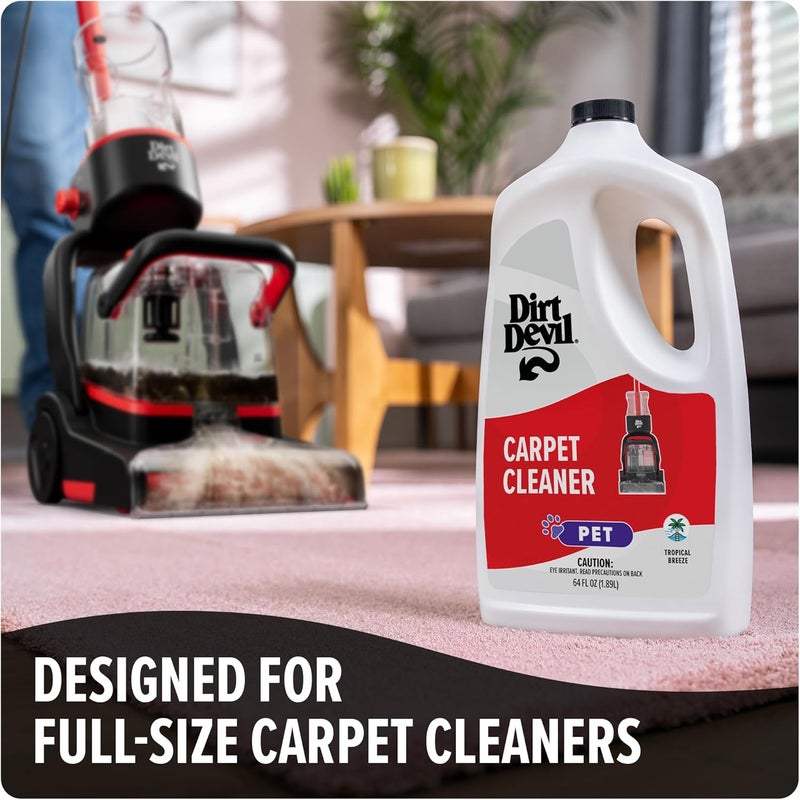 DIRT DEVIL Pet Carpet Cleaner Solution, 64 oz., Tropical Breeze Scent, Carpet Shampoo Solution, Eliminates Pet Stains and Odors, Pair with Full Size Carpet Cleaner Machines - Image 4