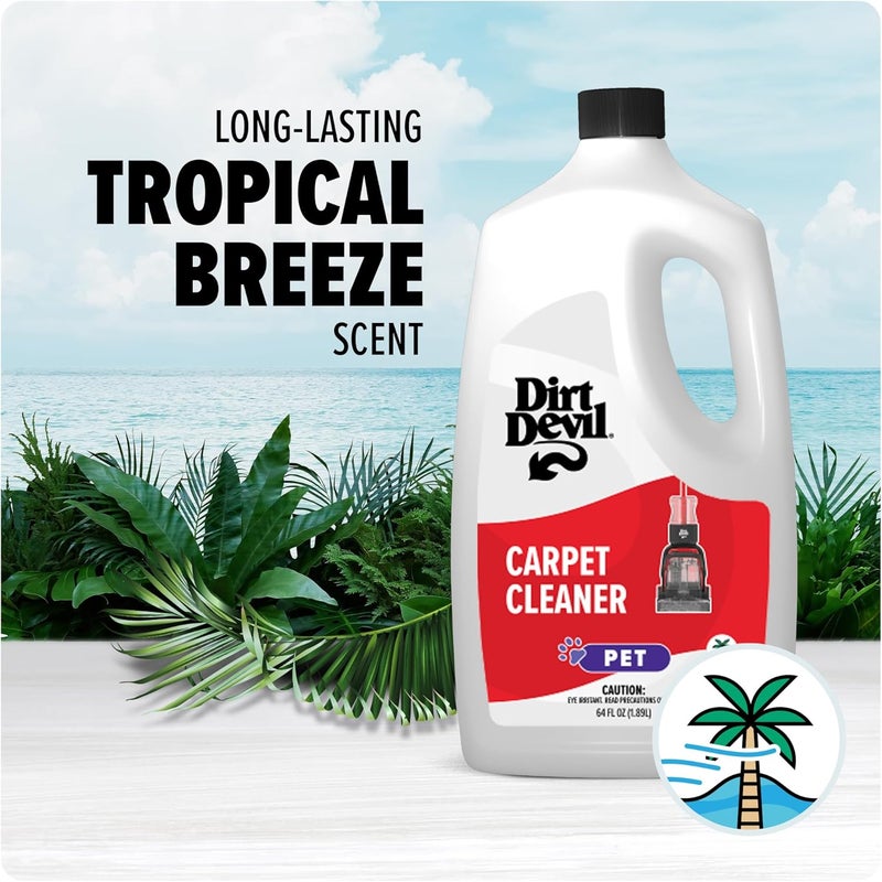 DIRT DEVIL Pet Carpet Cleaner Solution, 64 oz., Tropical Breeze Scent, Carpet Shampoo Solution, Eliminates Pet Stains and Odors, Pair with Full Size Carpet Cleaner Machines - Image 5
