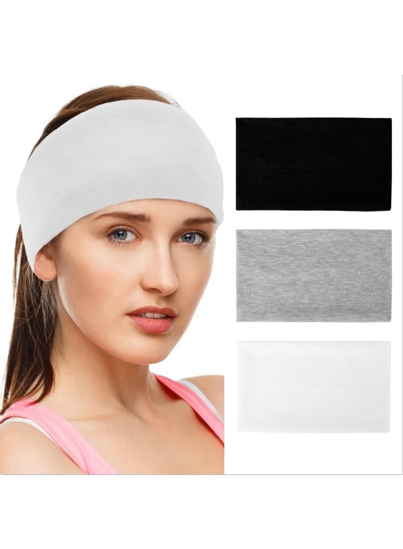 TEMPO 3-Pack Wide Headbands for Women & Men, Non-Slip Elastic Thick Stretchy Boho Hairbands, Perfect for Workout, Running, Yoga, Gym, Activewear, Sports, Daily Use for All Hair Types - Image 1