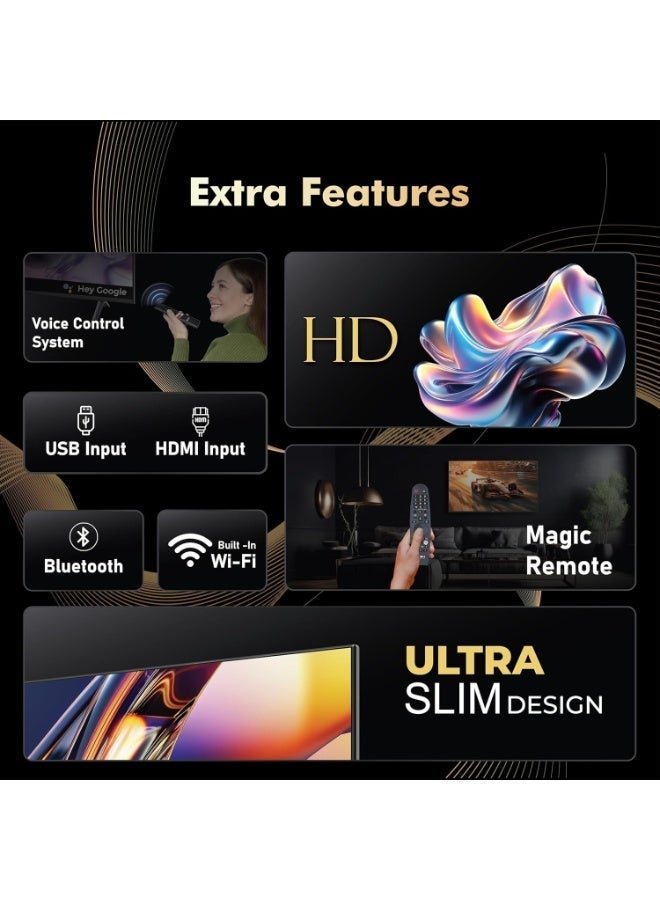 اس بي جي تلفزيون SPJ الذكي عالي الدقة بالكامل مقاس 43 بوصة مع نظام webOS Hub، وتقنية Dolby Atmos، وApple AirPlay، وApple Home، وجهاز التحكم عن بعد السحري، وخدمات Netflix  وTwitch، باللون الأسود - Image 3