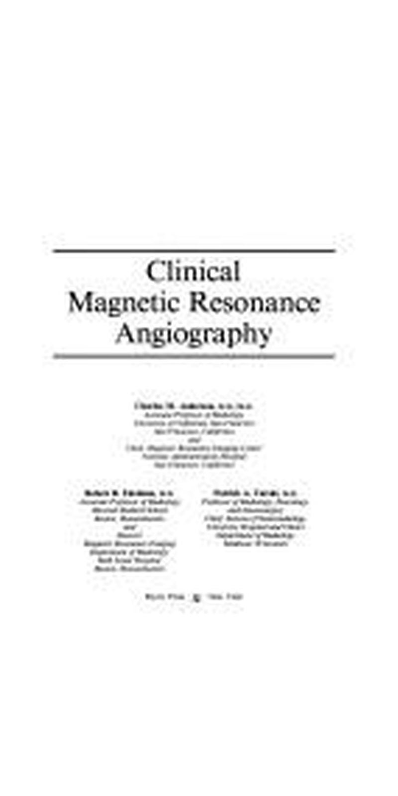 Clinical magnetic resonance angiography | Paperback | Published by Raven Press