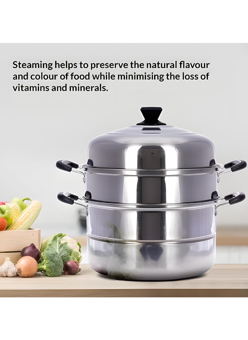 3-Layer Stainless Steel Steamer Pot 30cm,900ml Includes Cooking Pot, Steamer Set for All Cooking Surfaces - pzsku/Z1BD0A22BDAD89DC592C4Z/45/_/1726651570/97c1ccc2-b5ae-4b18-9002-25da8e9b7784