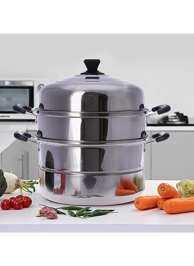 3-Layer Stainless Steel Steamer Pot 30cm,900ml Includes Cooking Pot, Steamer Set for All Cooking Surfaces - pzsku/Z1BD0A22BDAD89DC592C4Z/45/_/1726651582/0d45c1e0-21aa-4b34-933a-51d46e16e162