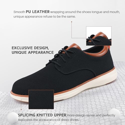 VILOCY Men's Wide Casual Dress Oxfords Business Shoes Fashion Sneakers Mesh Breathable Comfortable Walking Shoes Black,EU40 - Image 2