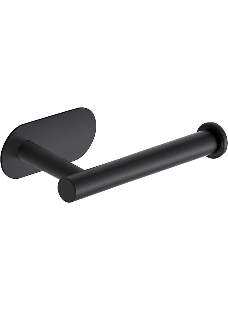 Hugifts Bathroom Toilet Paper Holder, Premium Stainless Steel Rustproof Wall Mounted Toilet Roll Holder Self Adhesive Command Strip Toilet Paper Roll Holder for Bathroom, Kitchen, Washroom, No Drilling (Black) - Image 1
