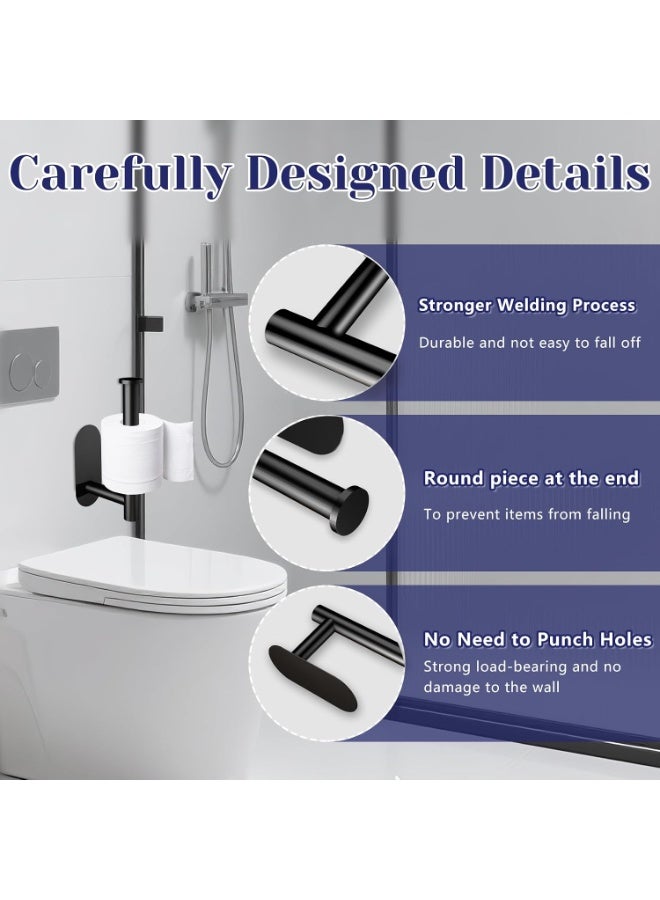 Hugifts Bathroom Toilet Paper Holder, Premium Stainless Steel Rustproof Wall Mounted Toilet Roll Holder Self Adhesive Command Strip Toilet Paper Roll Holder for Bathroom, Kitchen, Washroom, No Drilling (Black) - Image 4