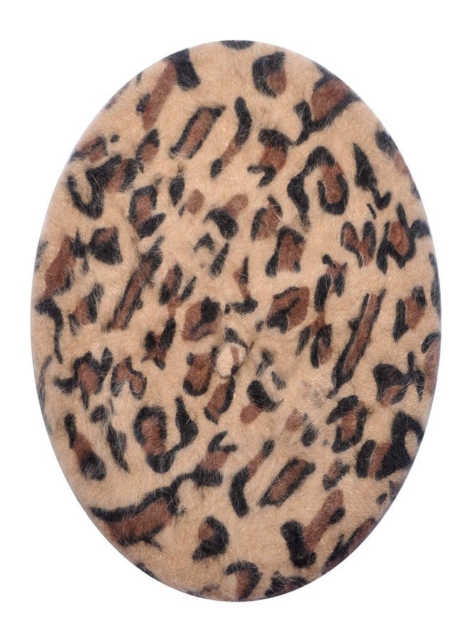 ZLYC Womens Rabbit Fur French Beret Hat Leopard Print Brown - Image 5