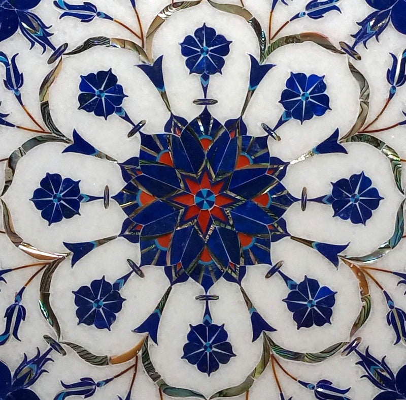 Generic Qadri Handicrafts Octagonal Marble Table Top White 12 x 12 Inch Console Table Living Room  - Image 3