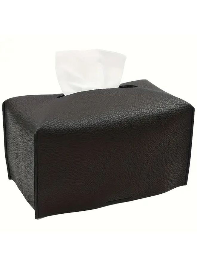 Black Tissue Box Cover Organizer For Living Room Bathroom Office - Image 1