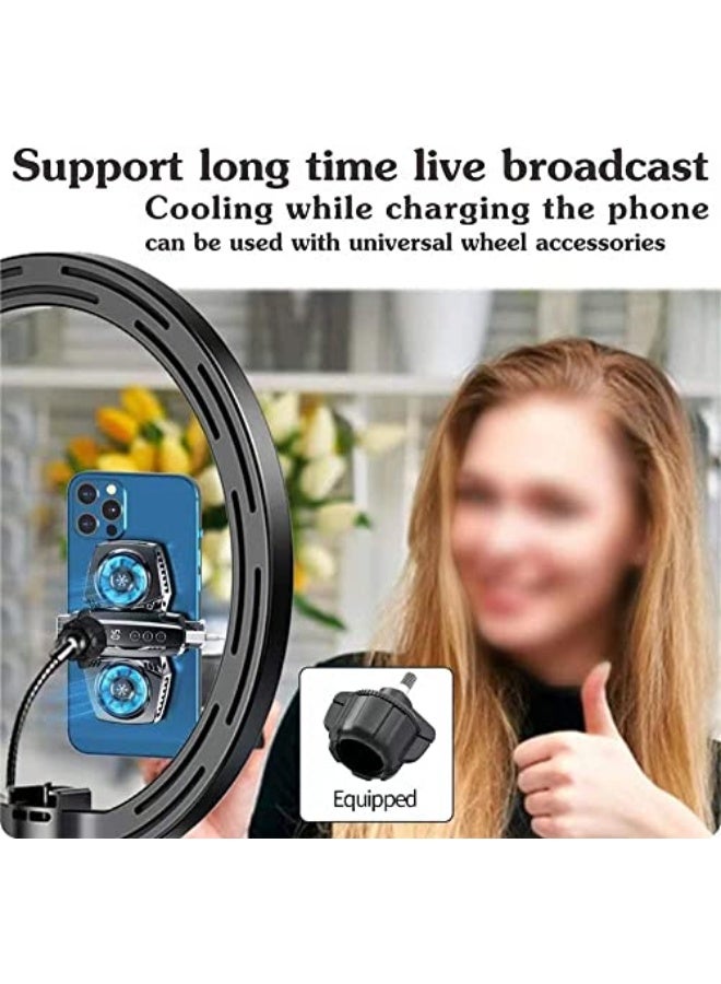 مبرد هاتف شبه موصل، غلاف تبريد الهاتف مع عرض و تعديل درجة الحرارة، مبرد للهاتف المحمول مزود بشريحتين تبريد، حامل للبث المباشر للألعاب صامت (أسود) - Image 3