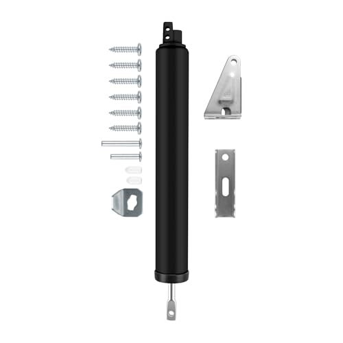 OXDFK Screen and Storm Door Closer Kit, Heavy Duty Pneumatic Screen and Storm Door Closer, Screen and Storm Door Push Button Latch Set Replacement Kit, Adjust Smooth Closing Speed (Black) - Image 1