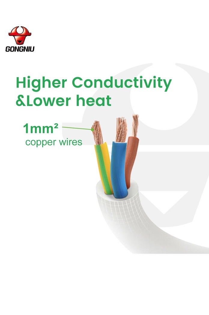 غونغنيو سلك تمديد كهربائي عالمي – مشترك كهربائي 4 منافذ، كابل تمديد مع محول مقابس عالمي، لوح تمديد طاقة، واقي من زيادة التيار، تصميم جداري - Image 5