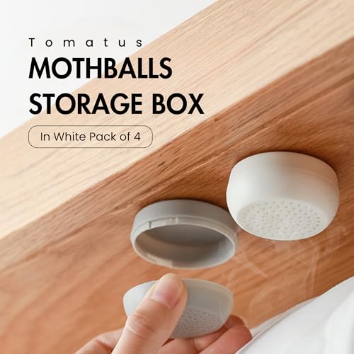 TOMATUS Camphor Balls Storage Box for Clothes, Wardrobe | Naphthalene Balls Holder | Moth Balls Holder for Closet, Drawer, Car, Bedroom | Refillable Aroma Box – Pack of 4 (White) - Image 2