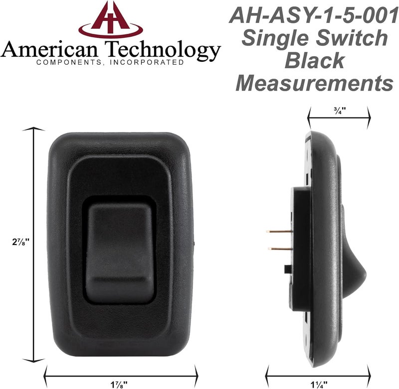 American Technology Components Single SPST On-Off Switch with Bezel, 12-Volt, for RV, Trailer, Camper (Black) - Image 4