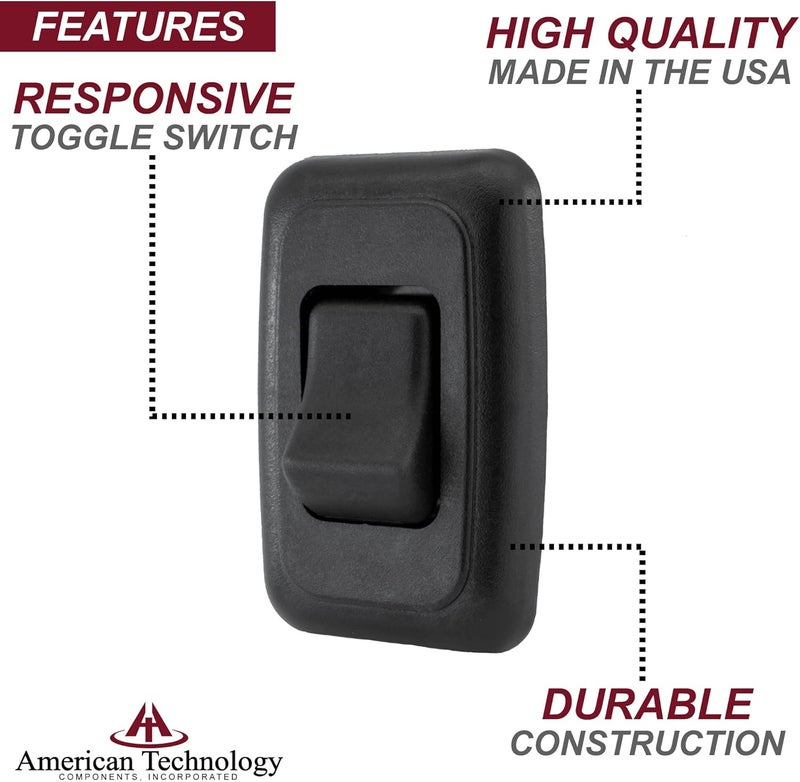 American Technology Components Single SPST On-Off Switch with Bezel, 12-Volt, for RV, Trailer, Camper (Black) - Image 3