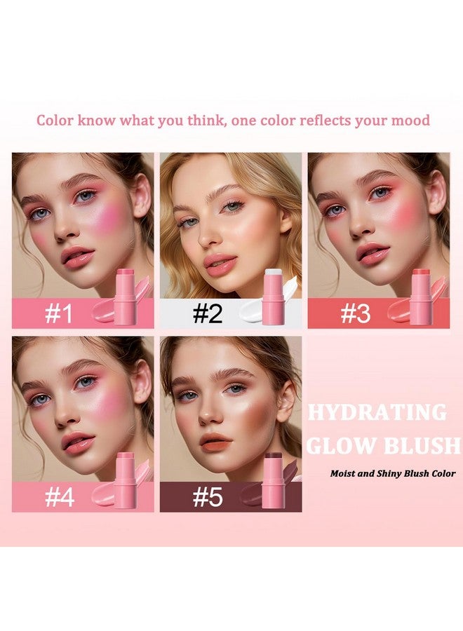 teerova Cream Blush Stick, Natural Glow Finish Looking, Hydrating Lightweight Shiny Blush Cream, Long Wearing Blendable Blush for Cheeks & Lips (#4 Nude Pink, 1 PC) - Image 5