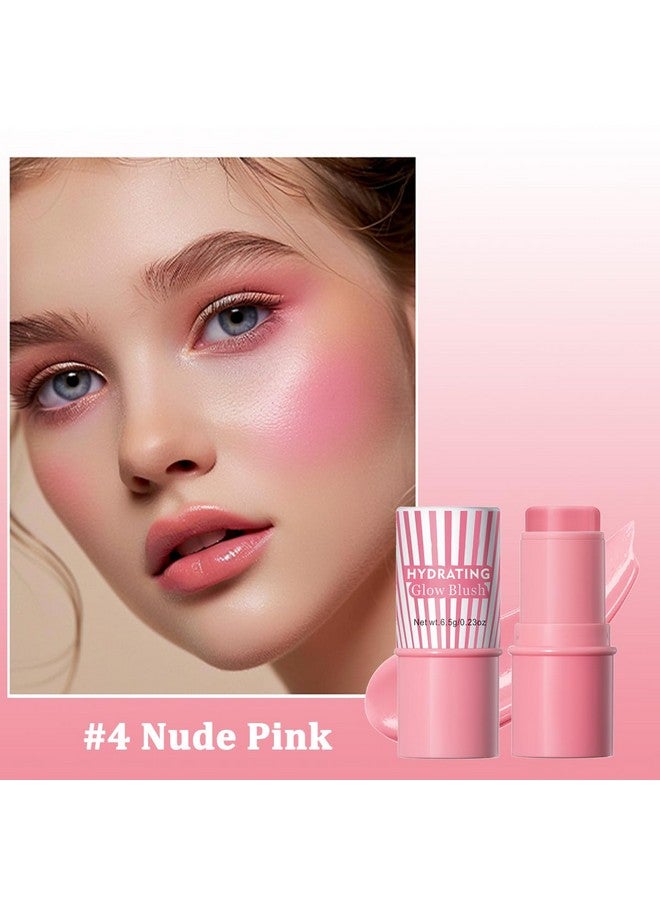 teerova Cream Blush Stick, Natural Glow Finish Looking, Hydrating Lightweight Shiny Blush Cream, Long Wearing Blendable Blush for Cheeks & Lips (#4 Nude Pink, 1 PC) - Image 2