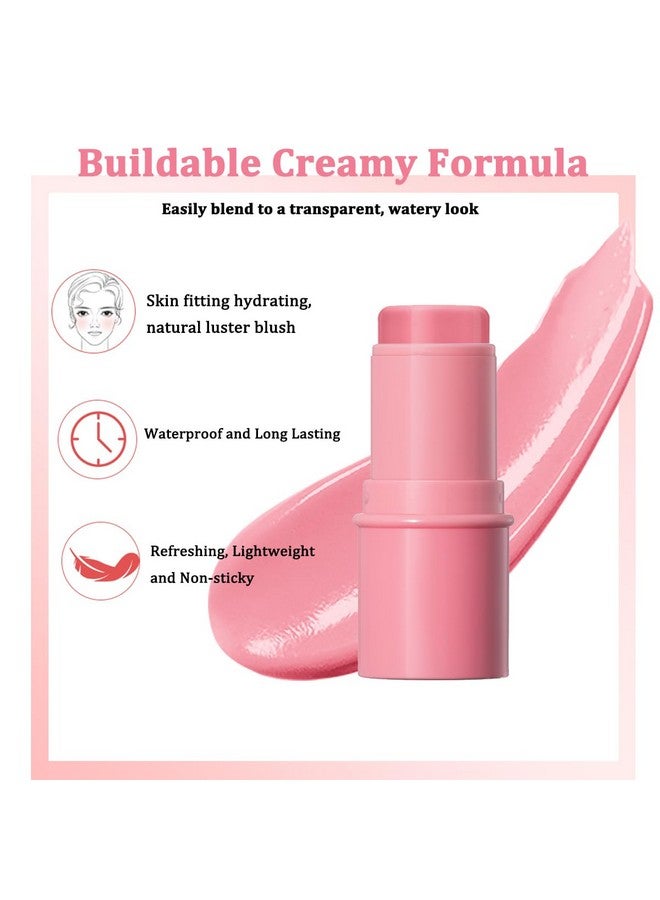 teerova Cream Blush Stick, Natural Glow Finish Looking, Hydrating Lightweight Shiny Blush Cream, Long Wearing Blendable Blush for Cheeks & Lips (#4 Nude Pink, 1 PC) - Image 4