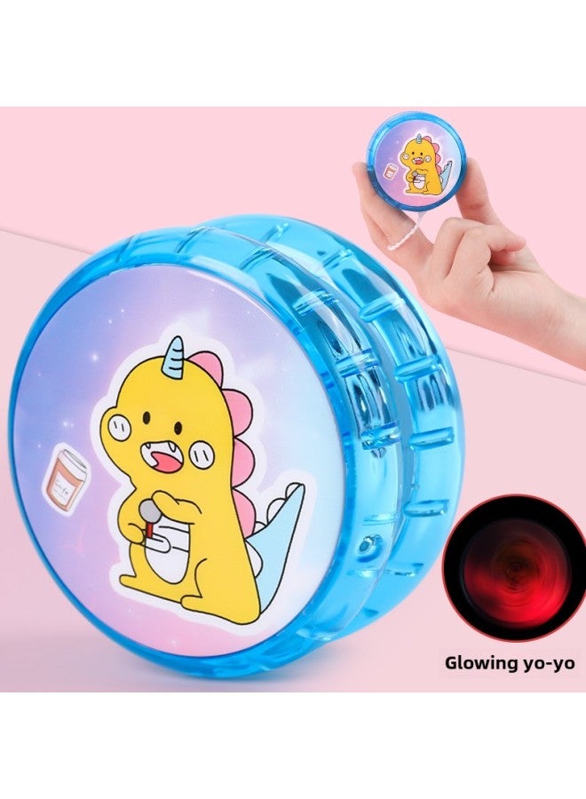 6BVQ Children's Luminous Yo-Yo Boy Flash Toy Girl Schoolboy Swing Yo-Yo Luminous Yoyo-Color:Qinghuan Dinosaur Blue Luminous Style Live Sleep Rope Length 95cm (plastic Model) - Image 1