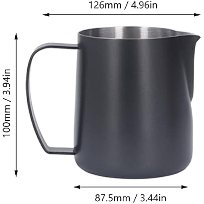 Ashata Milk Frothing Pitcher 450Ml Espresso Steaming Pitchers Stainless Steel Milk Frother Cup Milk Jug Cup Cappuccino Espresso Machine Accessories For Barista Black - Image 5