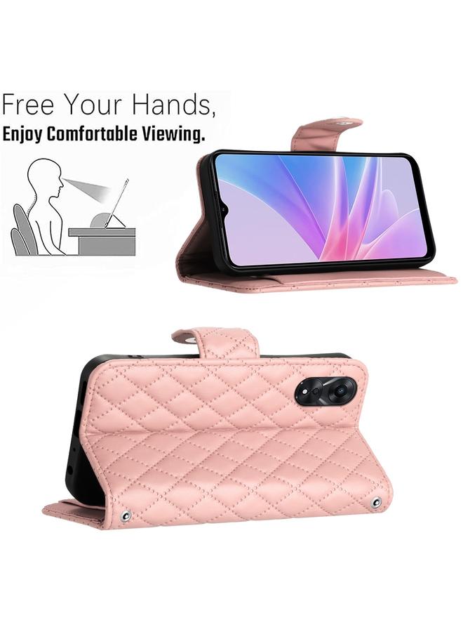 S-TOP Case For OPPO A78 5G / A58 5G Rhombic Texture Flip Leather Phone Case with Lanyard - Image 4