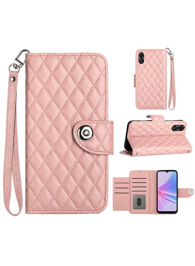 S-TOP Case For OPPO A78 5G / A58 5G Rhombic Texture Flip Leather Phone Case with Lanyard - Image 1