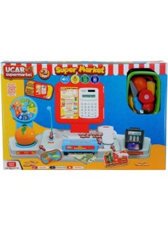 Flying Toy Cash Register with Barcode Scanner, Weighing Scale, Pos Machine, Calculator, Cutting Fruits, Super Ma