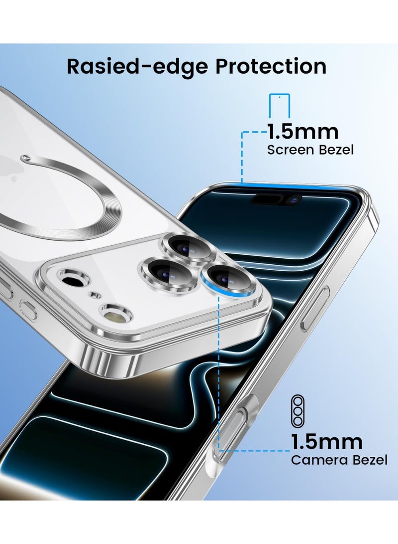 ICARLUS Slim Thin for iPhone 17 Pro Max Case Clear Compatible with MagSafe Built-in Camera Lens Protector Shockproof Protective Phone Case Soft Electroplated Magnetic Cover White - Image 5