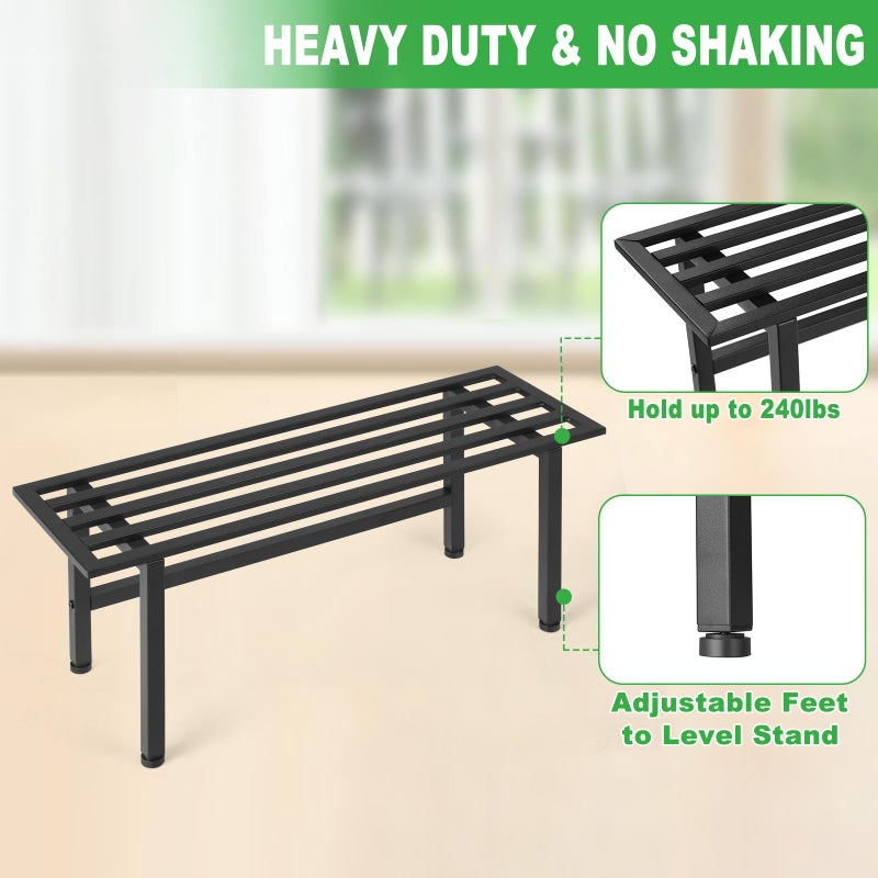 Dipion 2 Pack Metal Plant Stand Outdoor Plant Shelf Indoor,1 Tier Heavy Duty Plant Stands for Multiple Plants,26" L x 10.12" H x 8.75" W,Black - Image 3