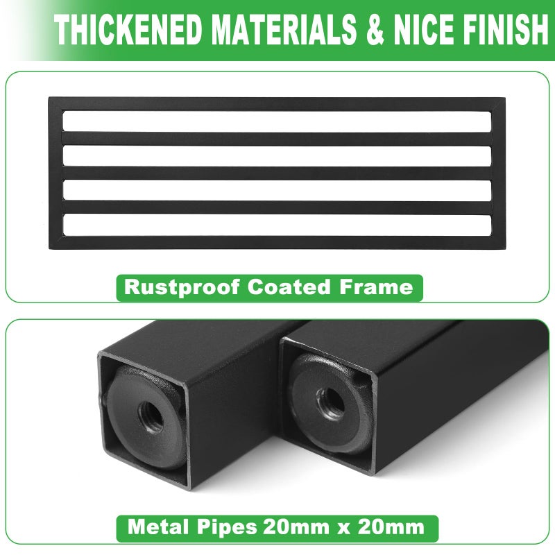 Dipion 2 Pack Metal Plant Stand Outdoor Plant Shelf Indoor,1 Tier Heavy Duty Plant Stands for Multiple Plants,26" L x 10.12" H x 8.75" W,Black - Image 2