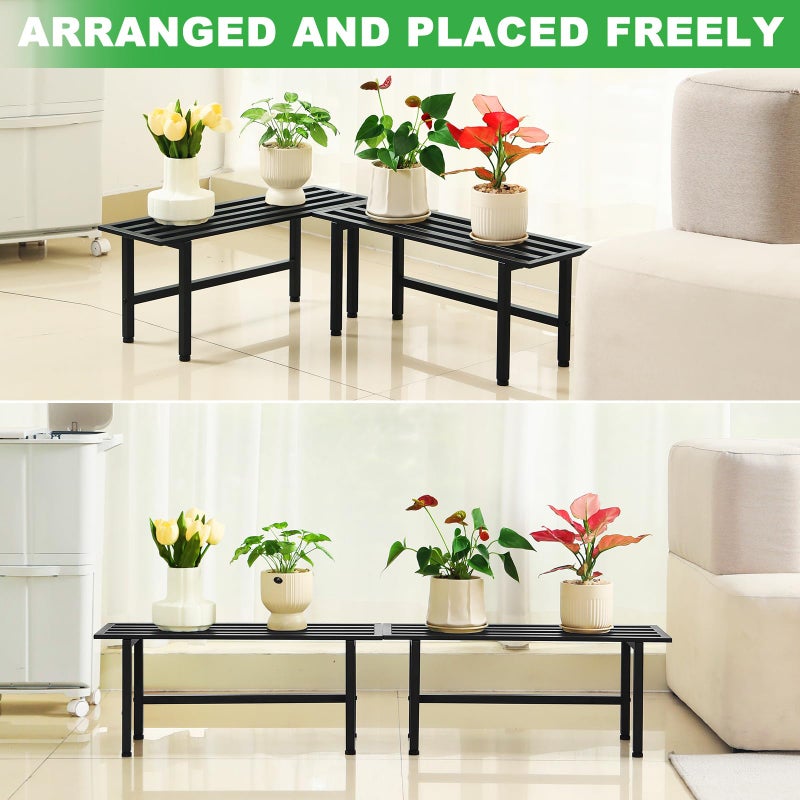 Dipion 2 Pack Metal Plant Stand Outdoor Plant Shelf Indoor,1 Tier Heavy Duty Plant Stands for Multiple Plants,26" L x 10.12" H x 8.75" W,Black - Image 5