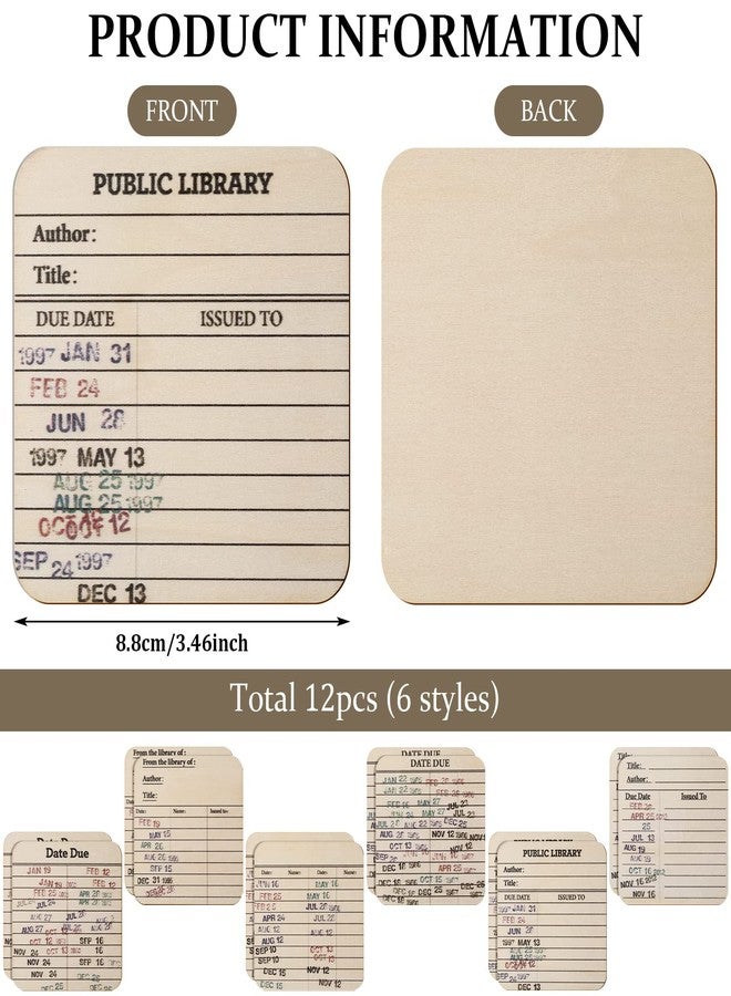 Newtay 12 Pcs Library Card Coasters Book Club Gifts, Library Due Date Card Coasters Vintage Book Lover Librarian Gifts for Women Men Office Classroom Graduation Back to School Christmas Table Decorations - Image 3