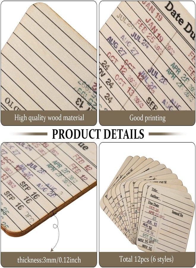 Newtay 12 Pcs Library Card Coasters Book Club Gifts, Library Due Date Card Coasters Vintage Book Lover Librarian Gifts for Women Men Office Classroom Graduation Back to School Christmas Table Decorations - Image 4